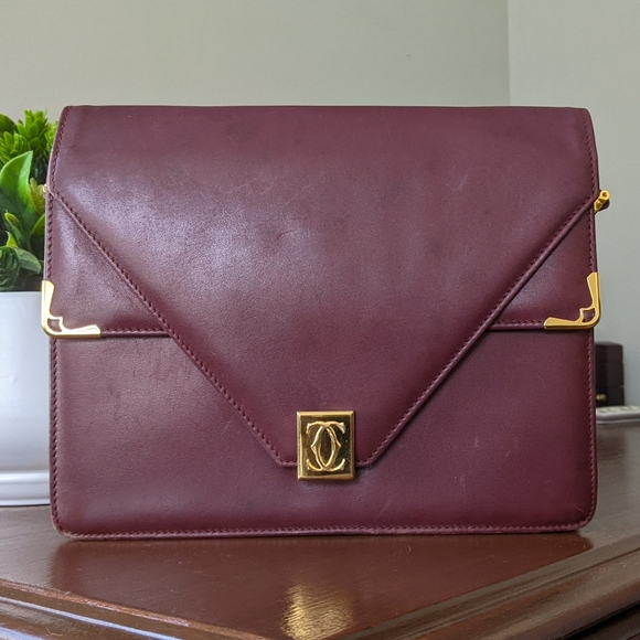 Vintage Cartier Bordeaux Leather Satchel - Picture 10 of 13